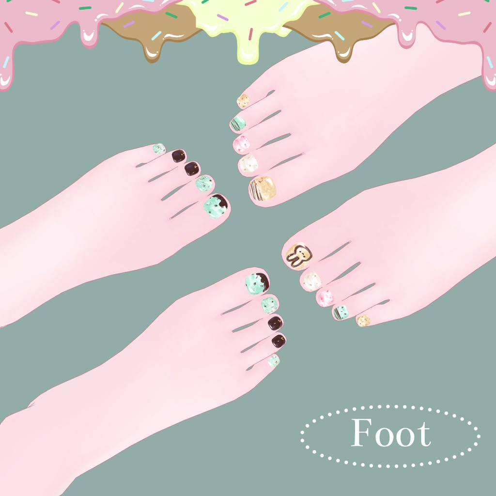 【一部無料/free】Simple Gel Nail Texture【あいすくりーむ/くりーむそーだ】