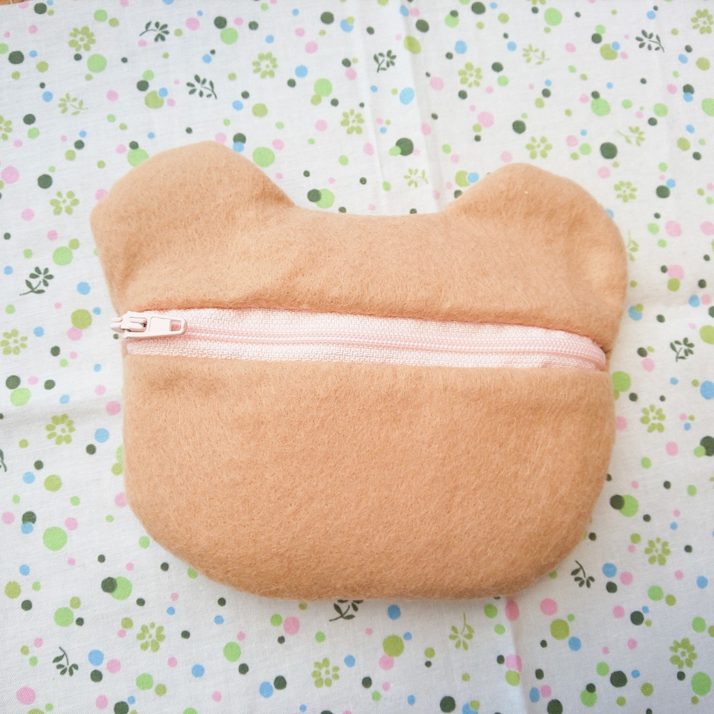 <無料型紙>フェルトで作るくまさんミニポーチ