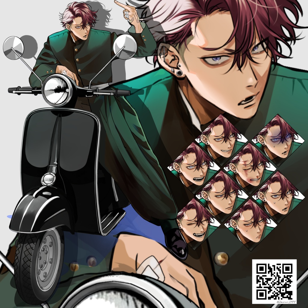 立ち絵素材_フリー素材イラスト_全身_ヤンキー_男性