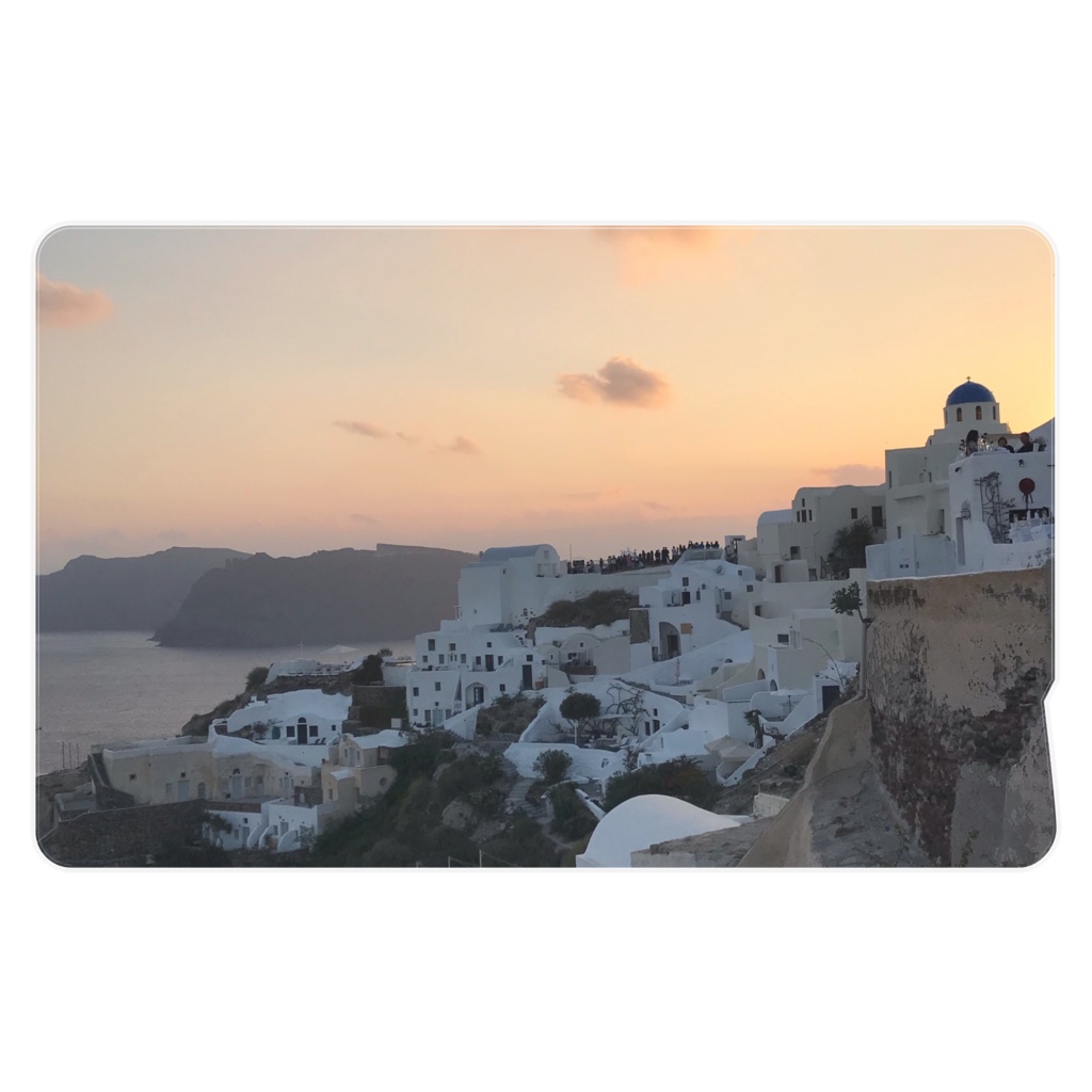 ギリシャの島の夕焼け　ICカードステッカー
