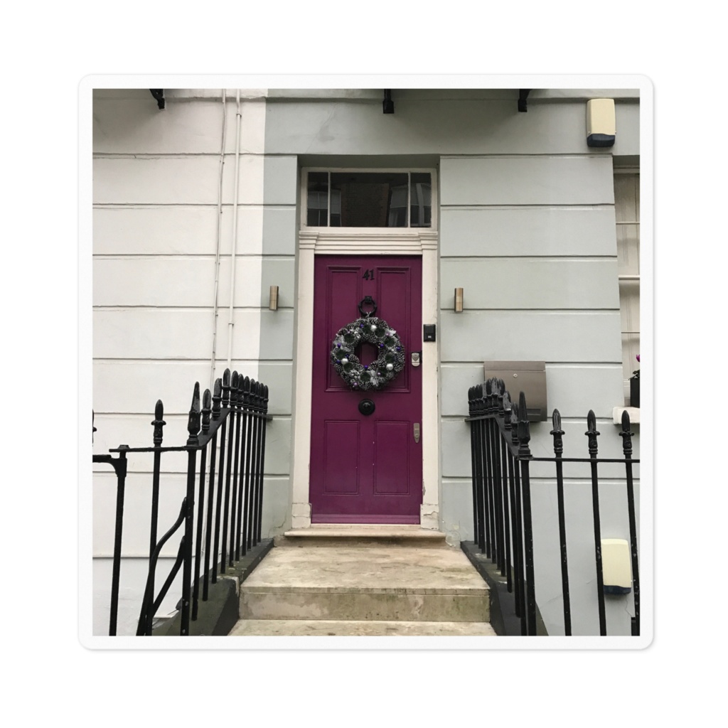 クリスマスのロンドンのドア　ステッカー
