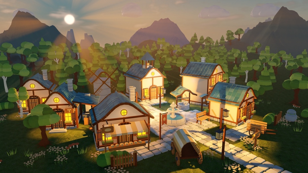 Village Starter Pack | 70 Low-Poly Models + Assembled Village
