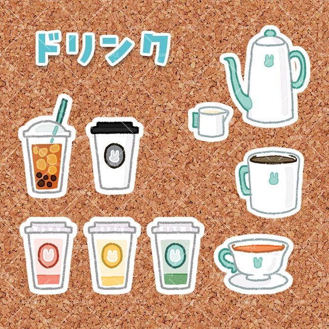 【シール風デコ素材】スイーツセット