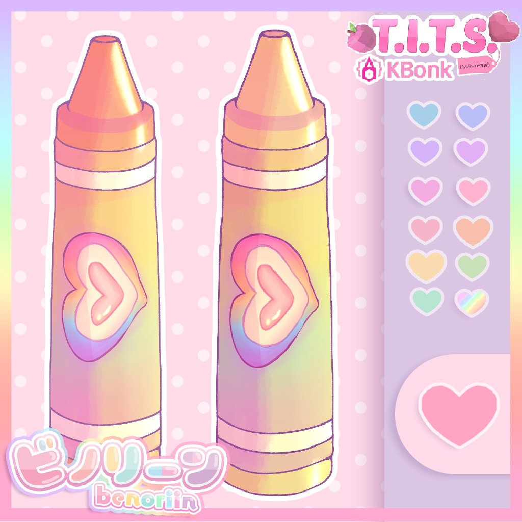‧₊˚🌈2D Colorful Crayon Pack (12 Colors) | Twitch Badges & VTuber Throwables