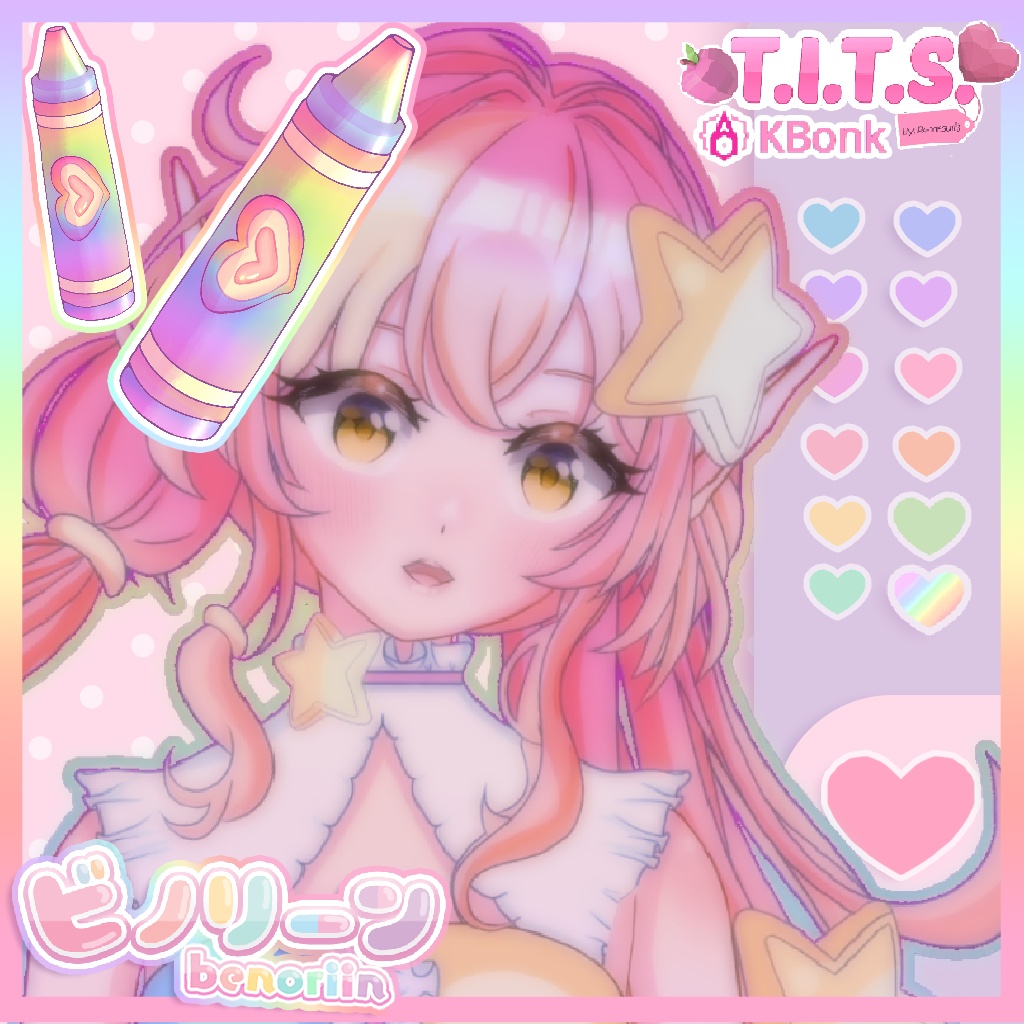 ‧₊˚🌈2D Colorful Crayon Pack (12 Colors) | Twitch Badges & VTuber Throwables