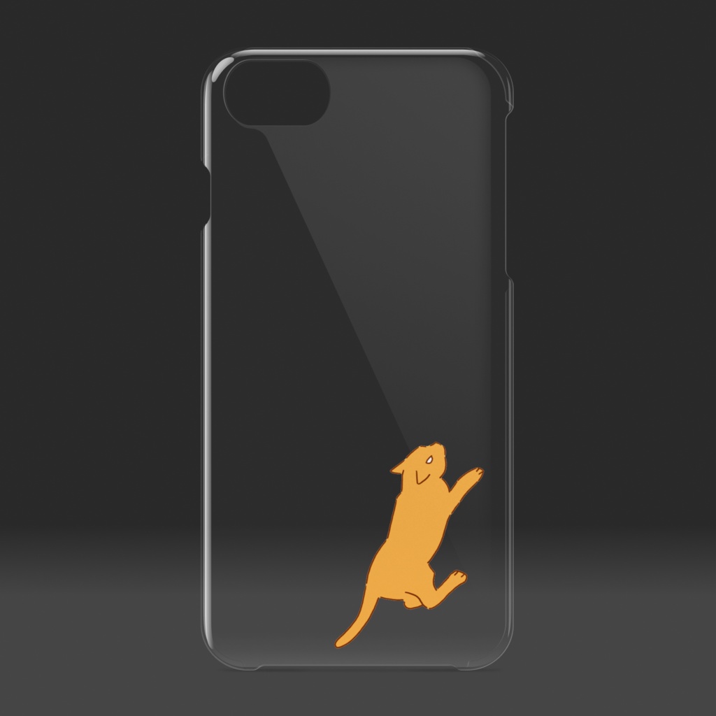 よじ登ろうとしているネコさんのクリアiPhoneケース♪(オレンジvar.)【猫グッズ】Orange Cat