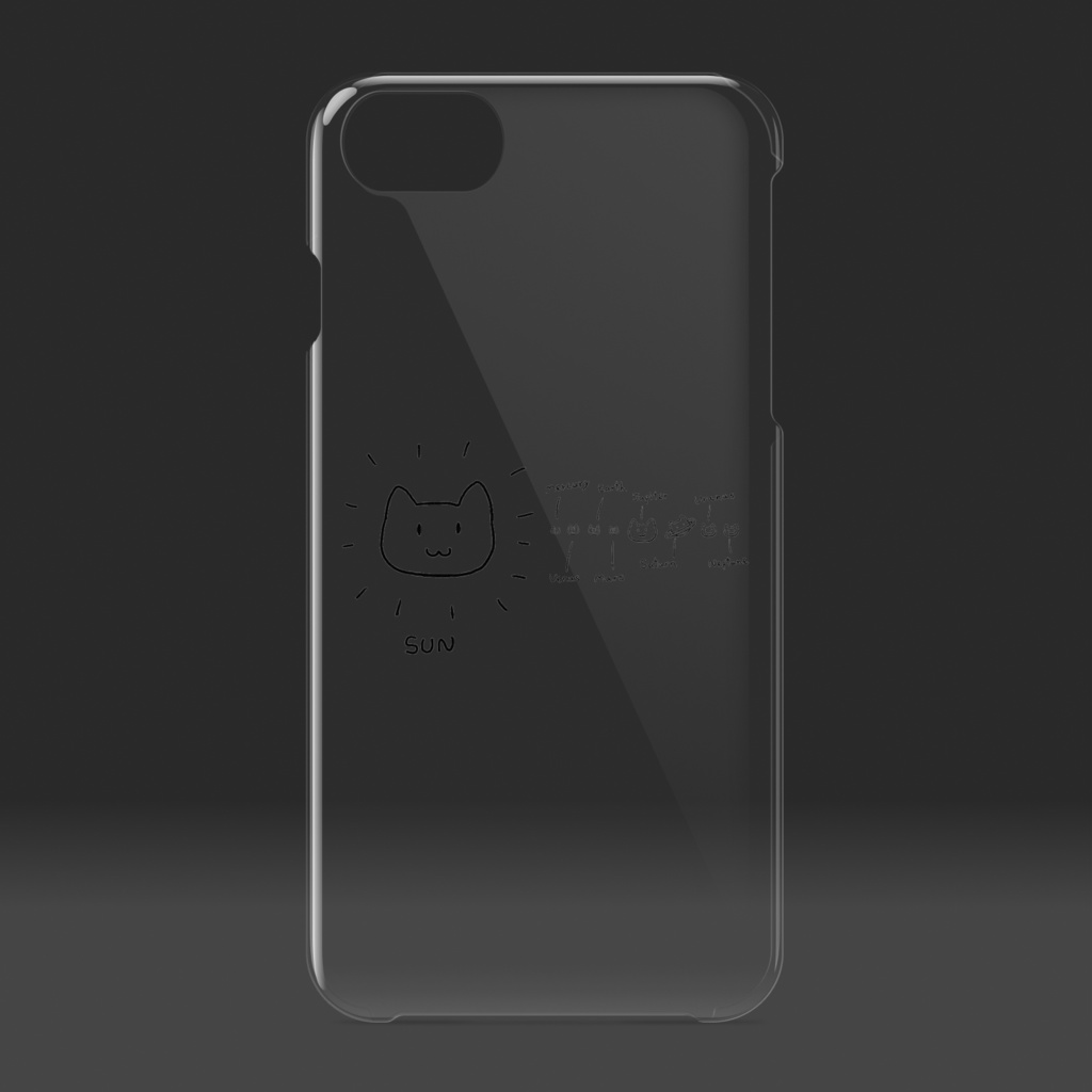 惑星ネコさんのクリアiPhoneケース♪(黒い線ver.)【猫グッズ】planet cats (simple ver.)