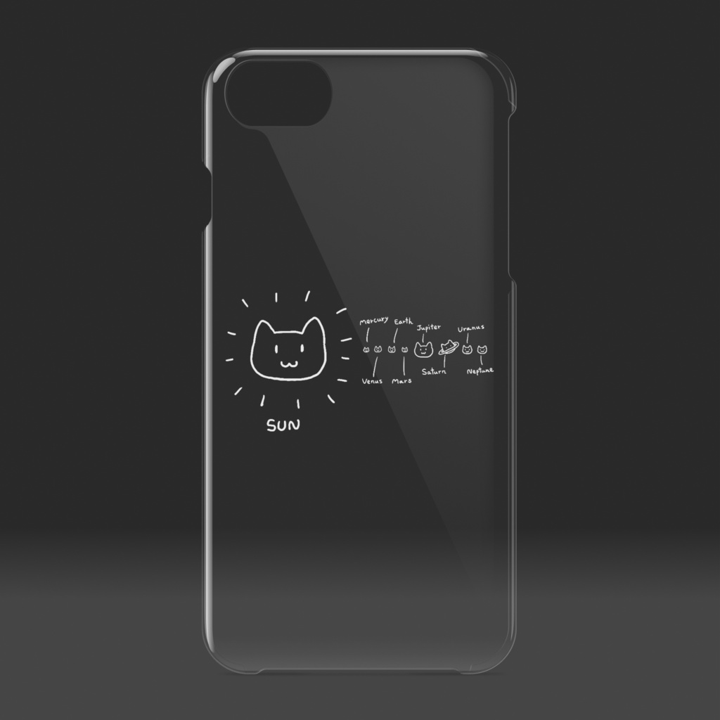 惑星ネコさんのクリアiPhoneケース♪(白い線ver.)【猫グッズ】planet cats (simple ver.)