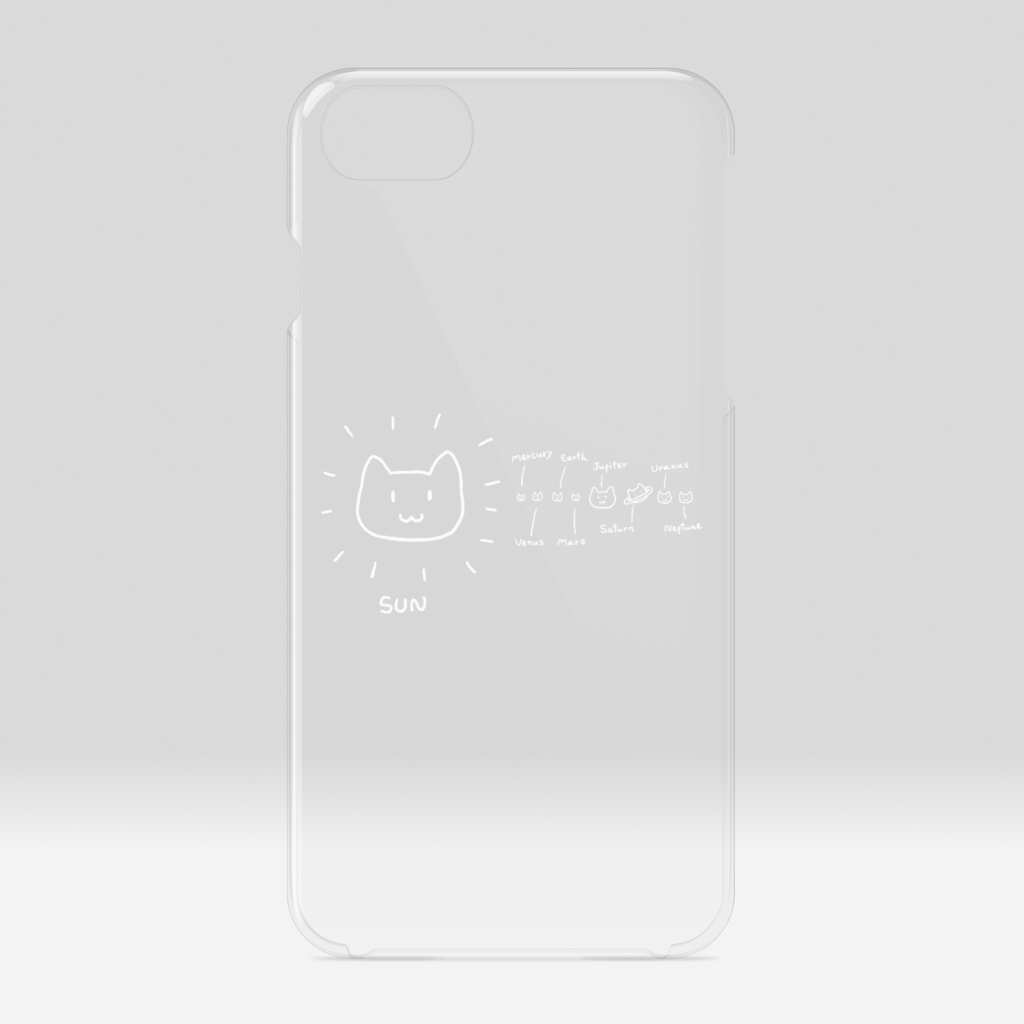 惑星ネコさんのクリアiPhoneケース♪（白い線ver.）【猫グッズ】planet cats (simple ver.)