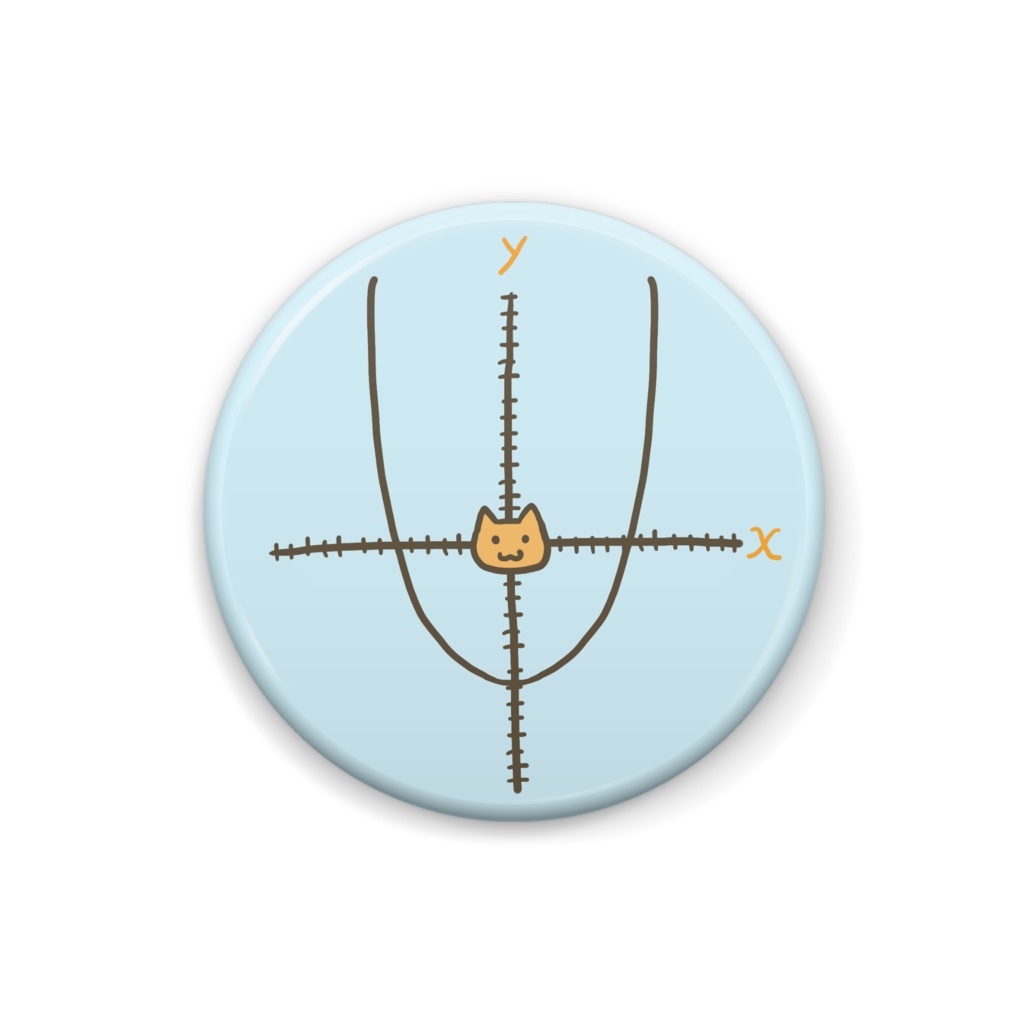 グラフの原点をつとめる猫さんの缶バッチ♪🐈青バージョン【猫グッズ】A cat that represents the origin of the graph