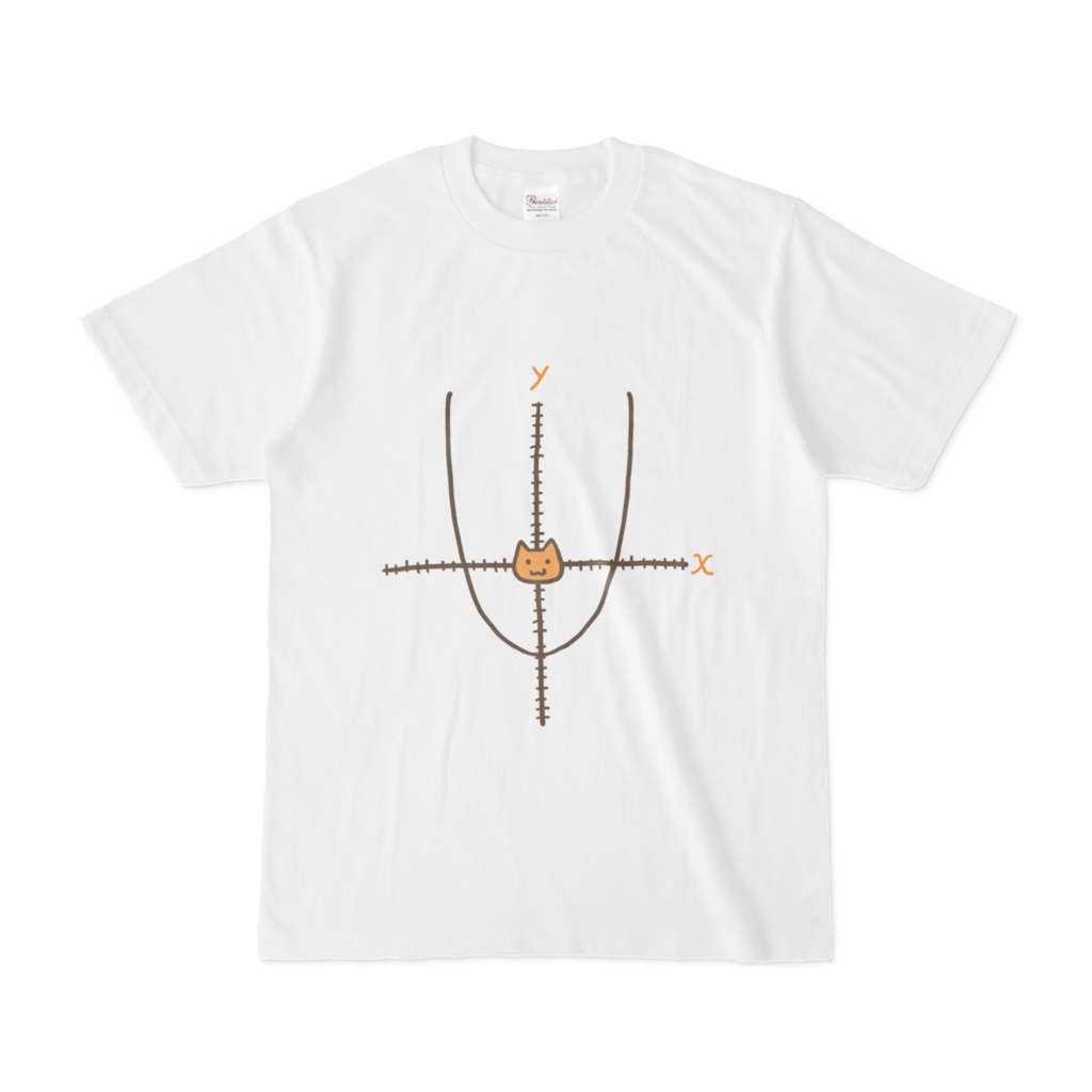 グラフの原点をつとめる猫さんの白Tシャツ♪【猫グッズ】A cat that represents the origin of the graph