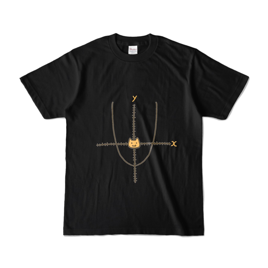 グラフの原点をつとめる猫さんの黒Tシャツ♪【猫グッズ】A cat that represents the origin of the graph