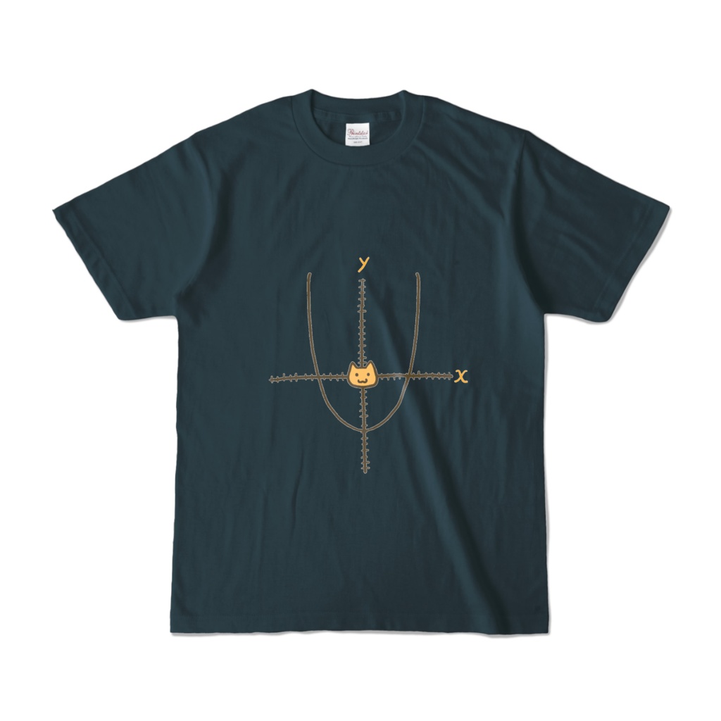 グラフの原点をつとめる猫さんのデニムカラーＴシャツ♪【猫グッズ】A cat that represents the origin of the graph