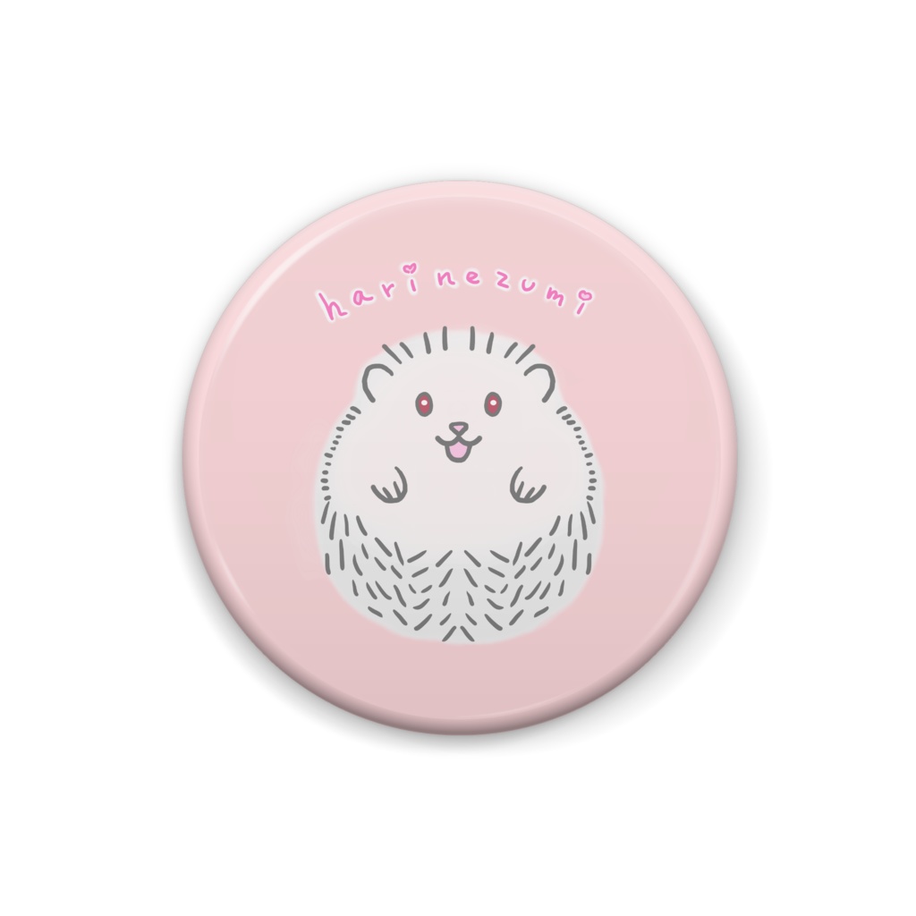 ハリネズミさん（アルビノ）の缶バッチ♪【ピンクver.】Hedgehog (Albino) Pink Badge