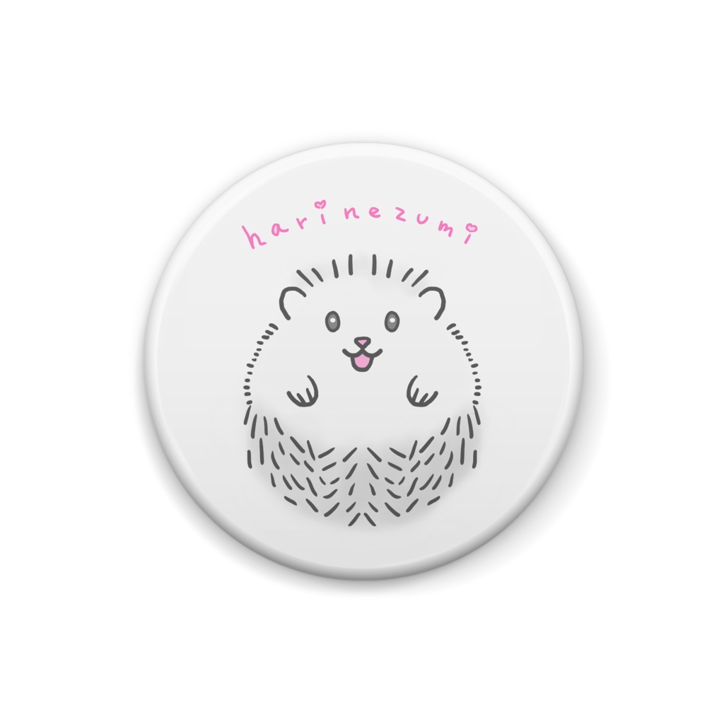 ハリネズミさん（ソルト＆ペッパー）の缶バッチ♪【白ver.】Hedgehog (Salt and Pepper) White Badge