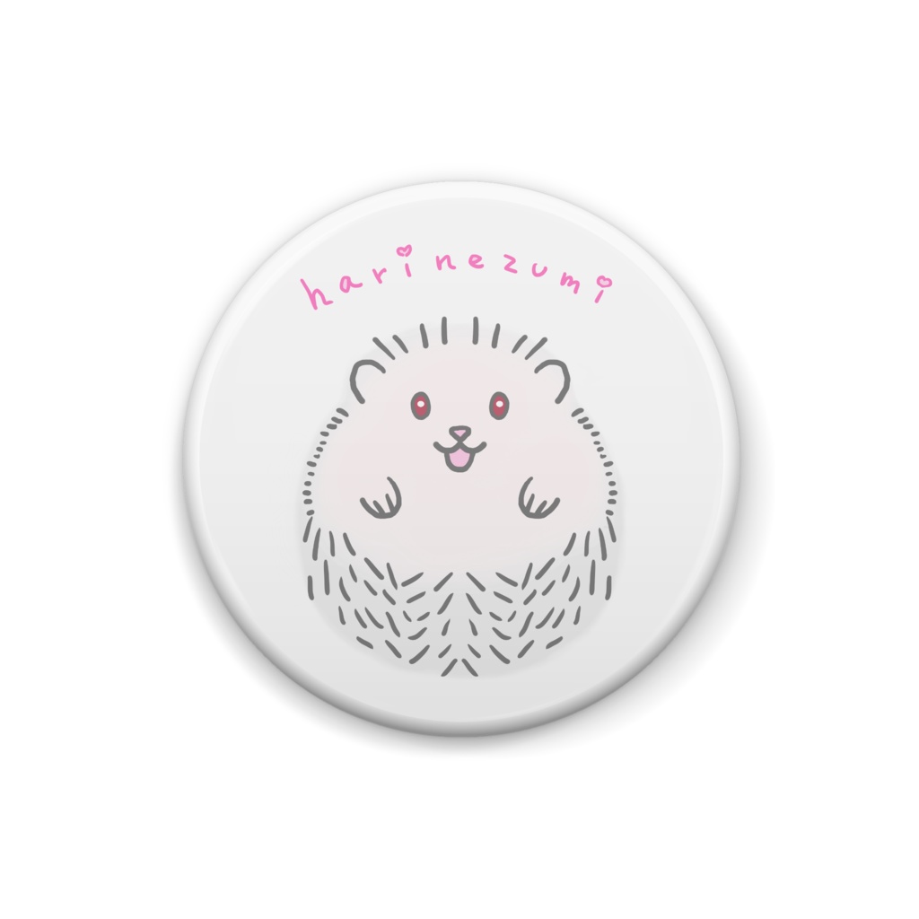 ハリネズミさん(アルビノ)の缶バッチ♪【白ver.】Hedgehog (Albino) White Badge