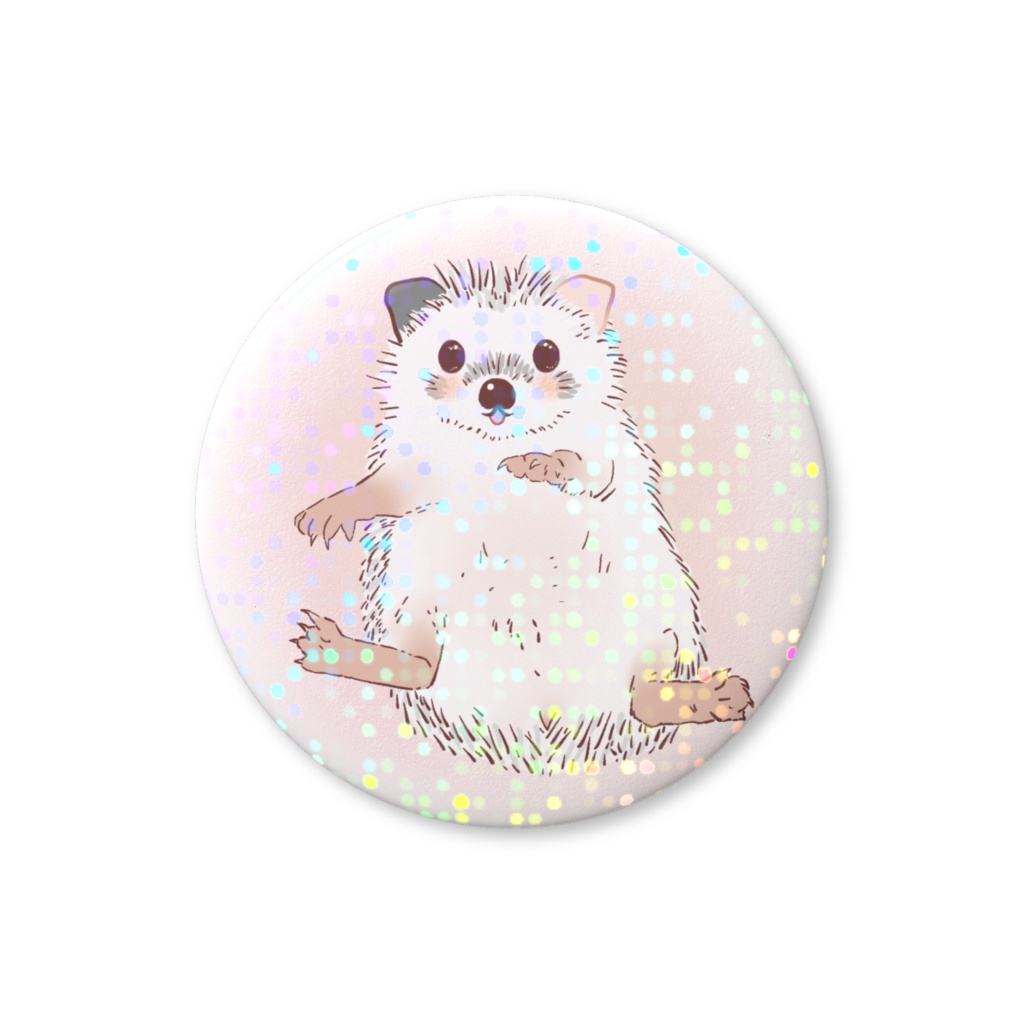 【ホログラムver.】アシメカラーのハリネズミさん缶バッチ🎵🦔cute hedgehog badge💗