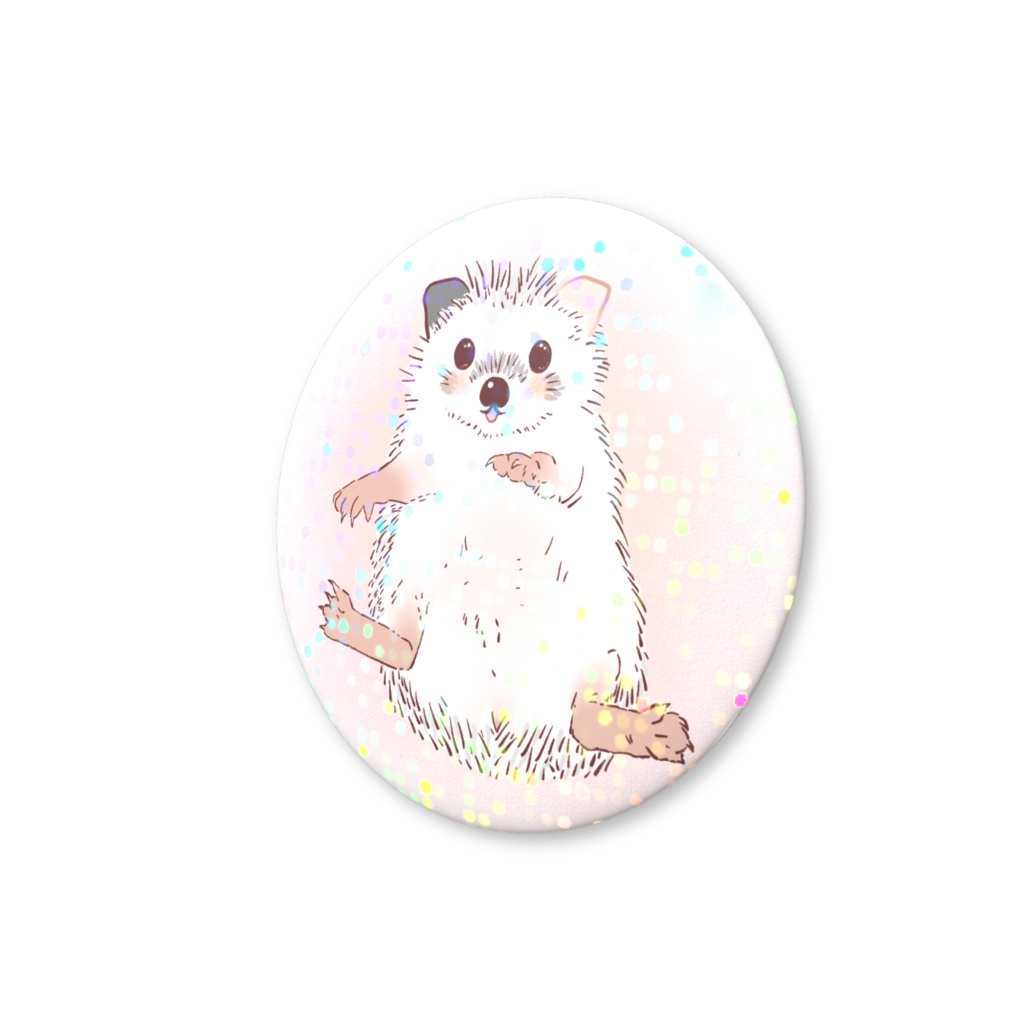 【ホログラムver.】アシメカラーのハリネズミさん缶バッチ🎵🦔cute hedgehog badge💗