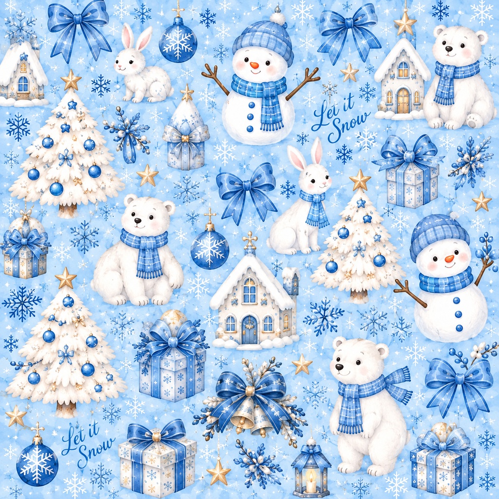 秋模様とクリスマス模様のデザインペーパー素材