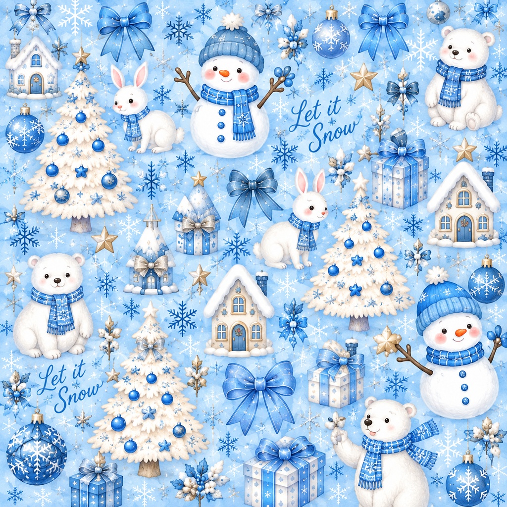 秋模様とクリスマス模様のデザインペーパー素材