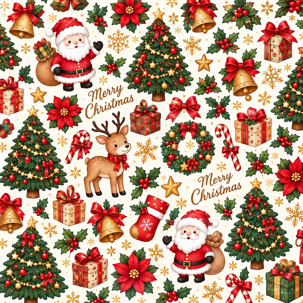 秋模様とクリスマス模様のデザインペーパー素材