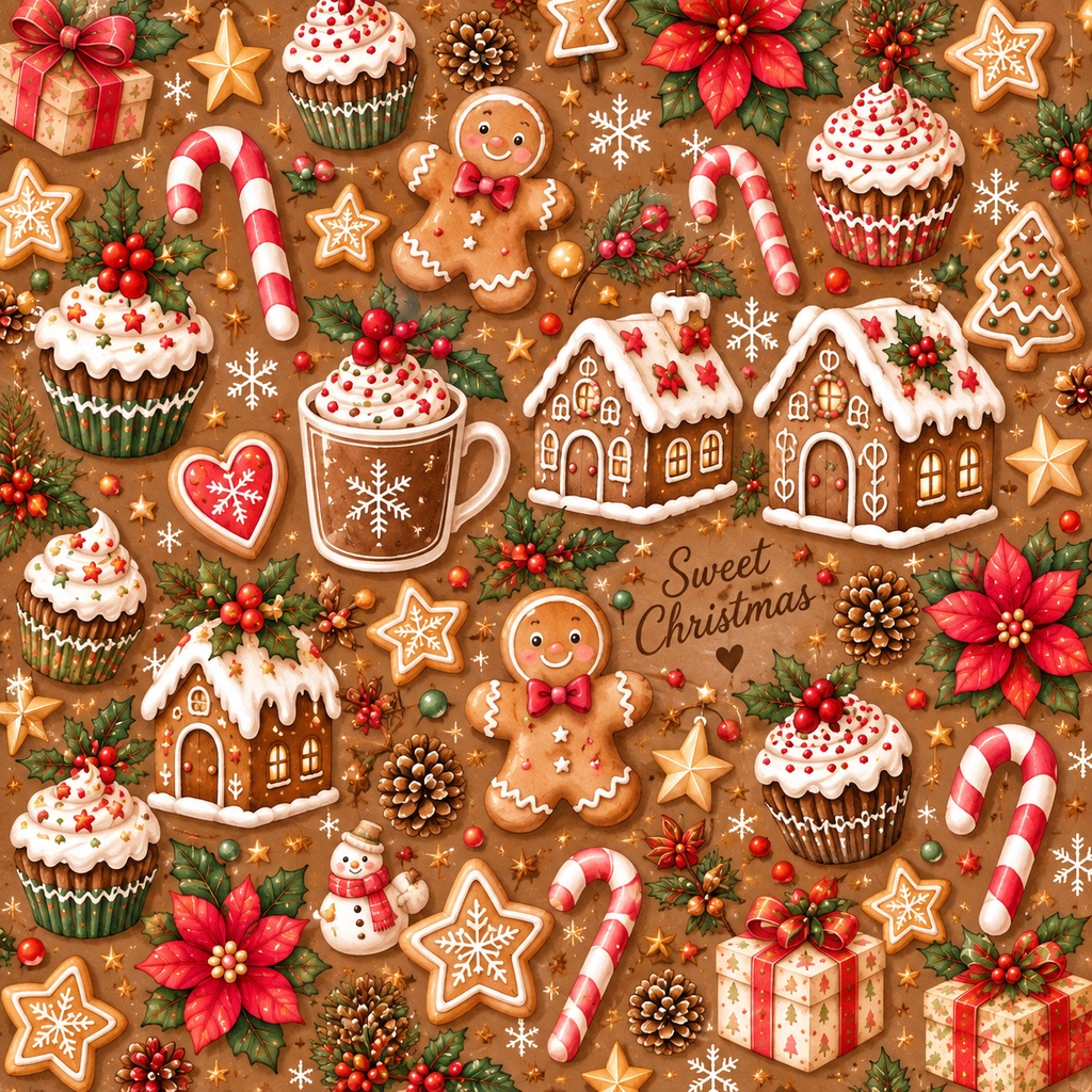 秋模様とクリスマス模様のデザインペーパー素材