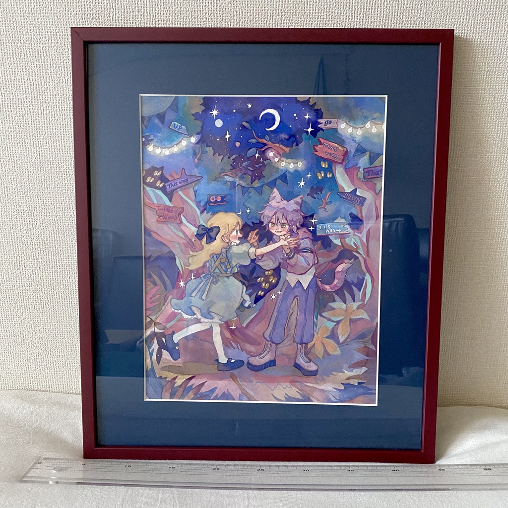 額装原画　アリスと猫
