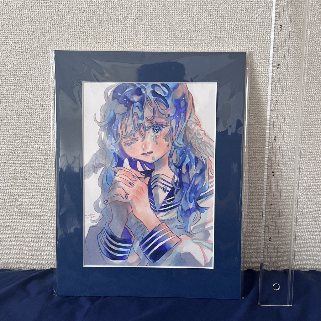 マット付き原画 青い女の子たち5点