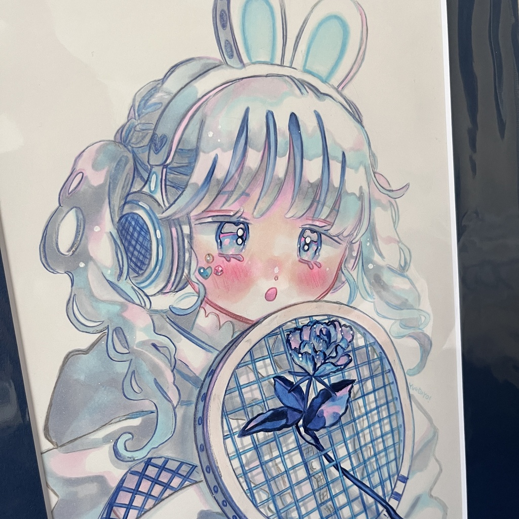 マット付き原画 青い女の子たち5点