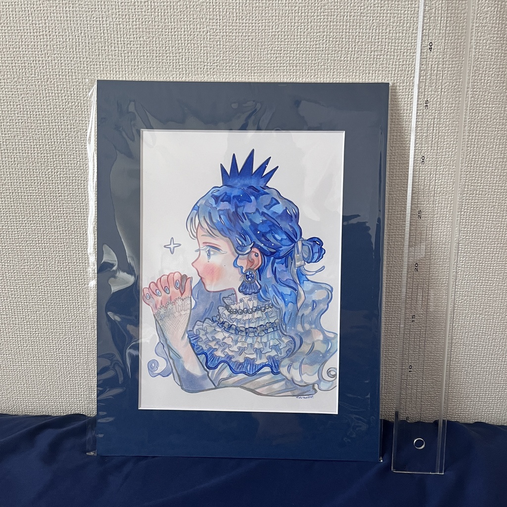 マット付き原画 青い女の子たち5点