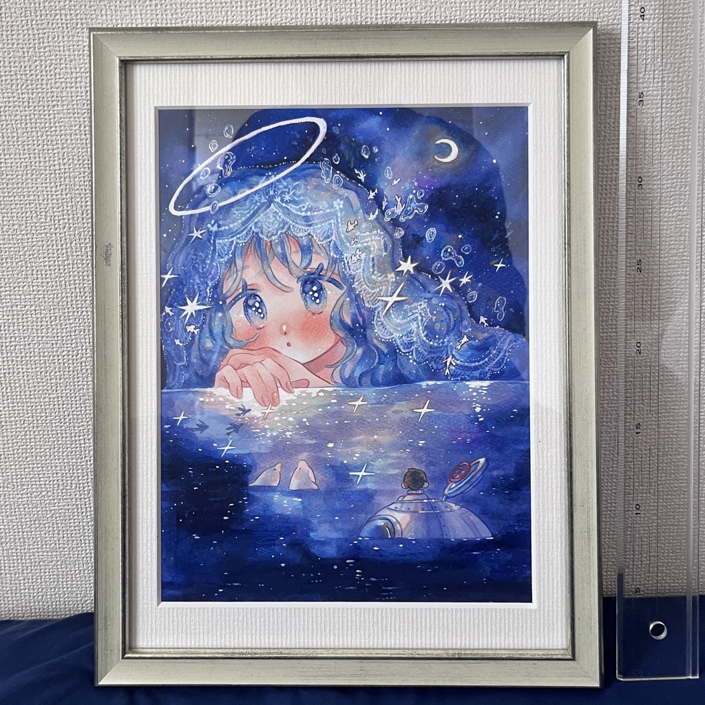 額装原画　静かな夜の海に・・・