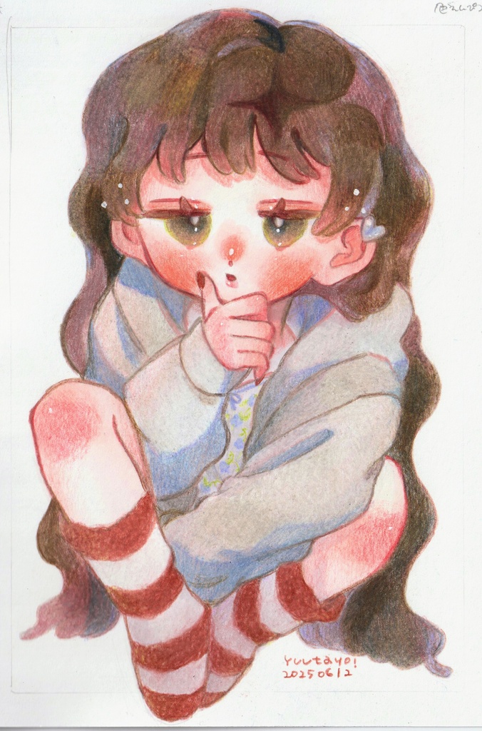 A5原画 色鉛筆の女の子