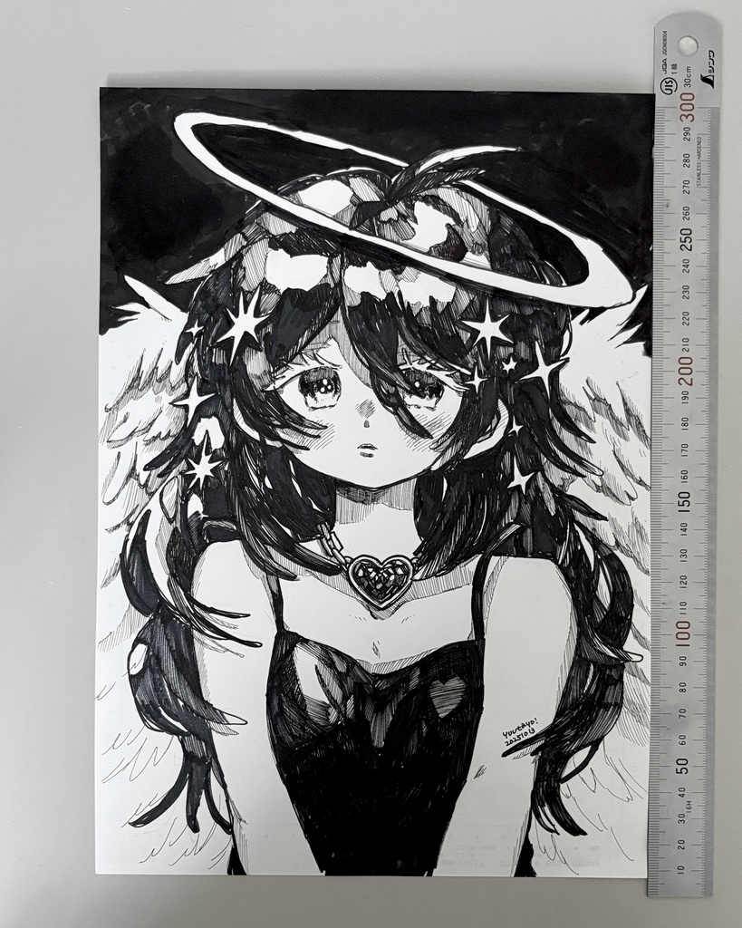 ペン画　黒天使