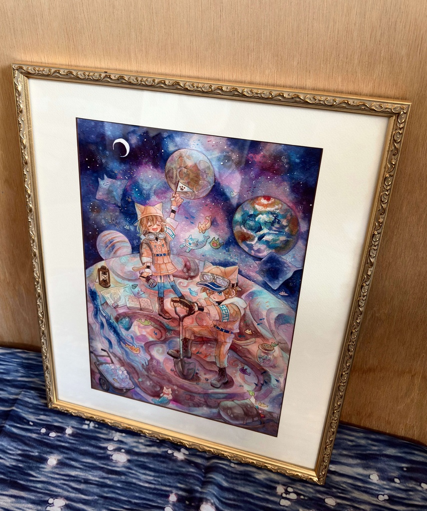 額装作品 『ねこねこ宇宙の海探索隊』