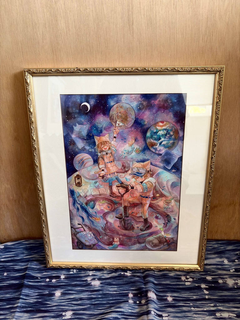 額装作品 『ねこねこ宇宙の海探索隊』