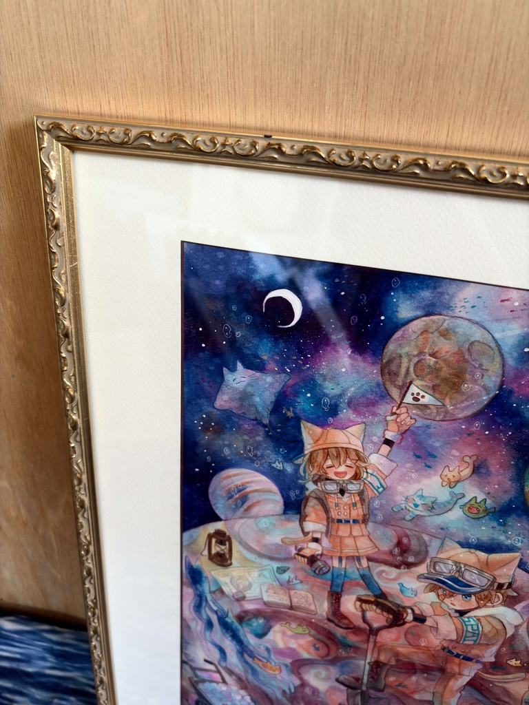 額装作品 『ねこねこ宇宙の海探索隊』