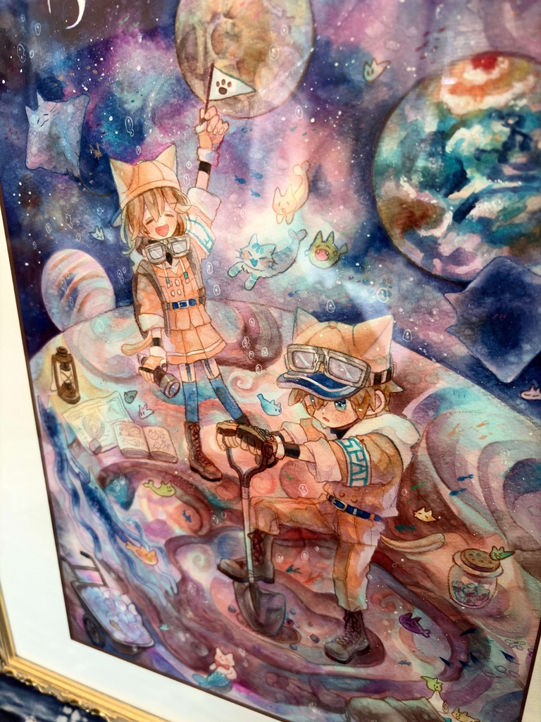 額装作品 『ねこねこ宇宙の海探索隊』