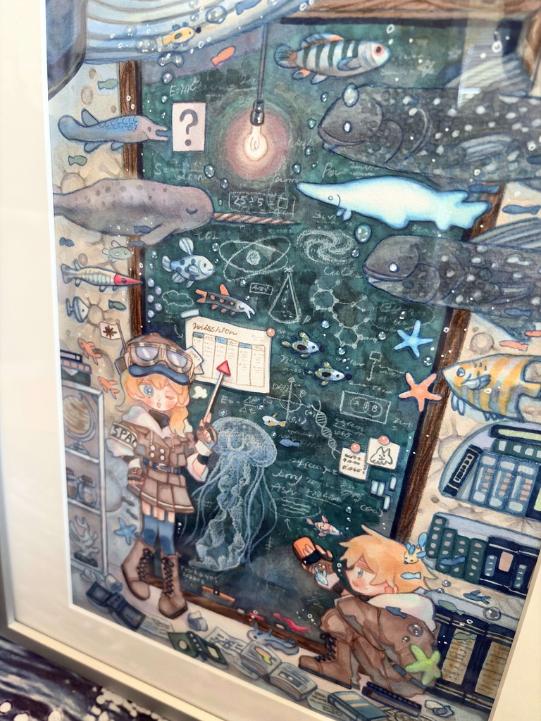 額装作品 『宇宙の海で講義中』