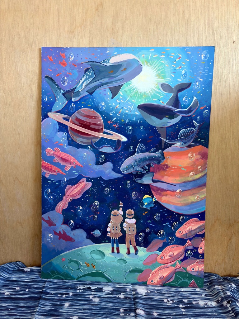 額装なし　『宇宙の海の水族館』　