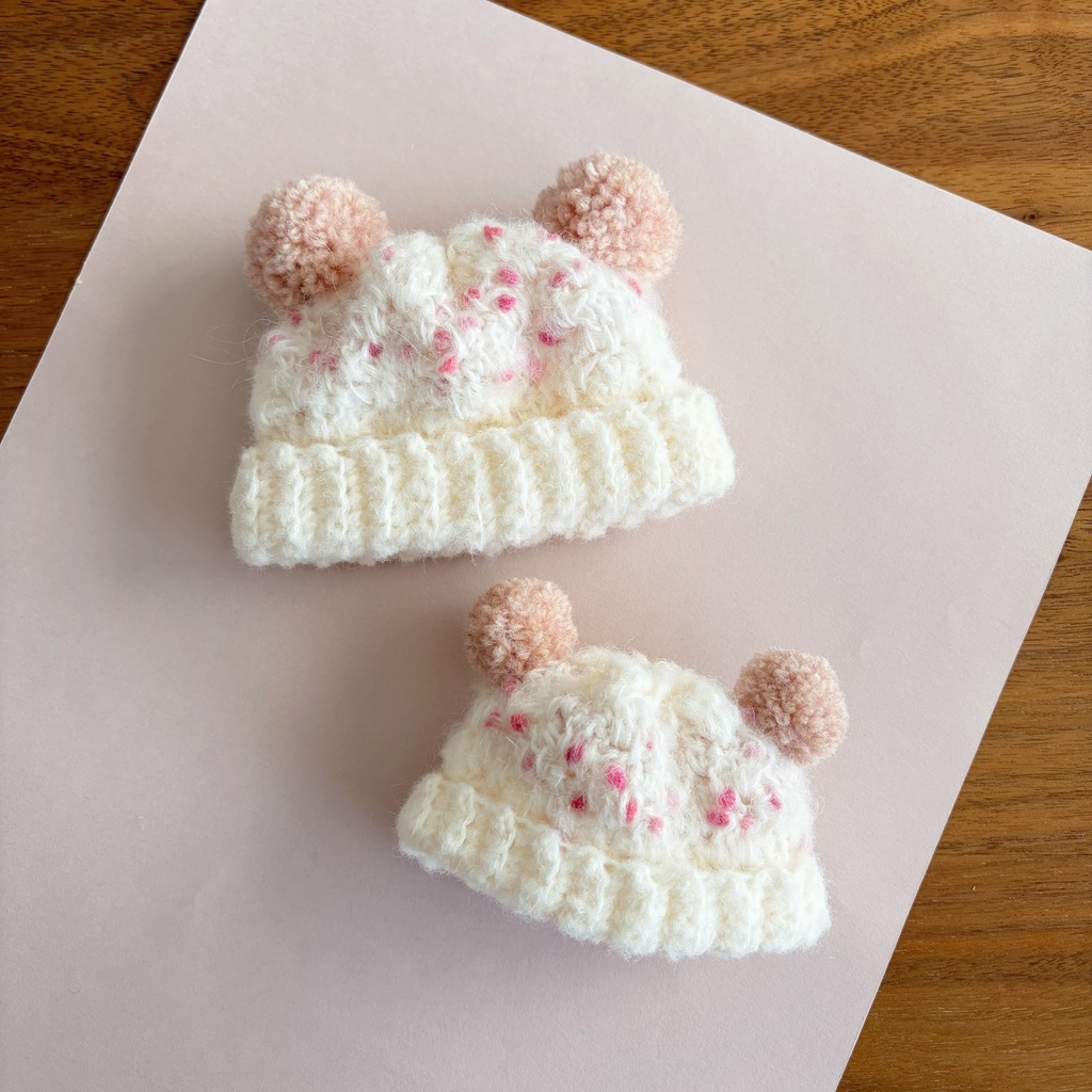 【️M、L】ちょこれーとべあニット帽🍓いちごみるく