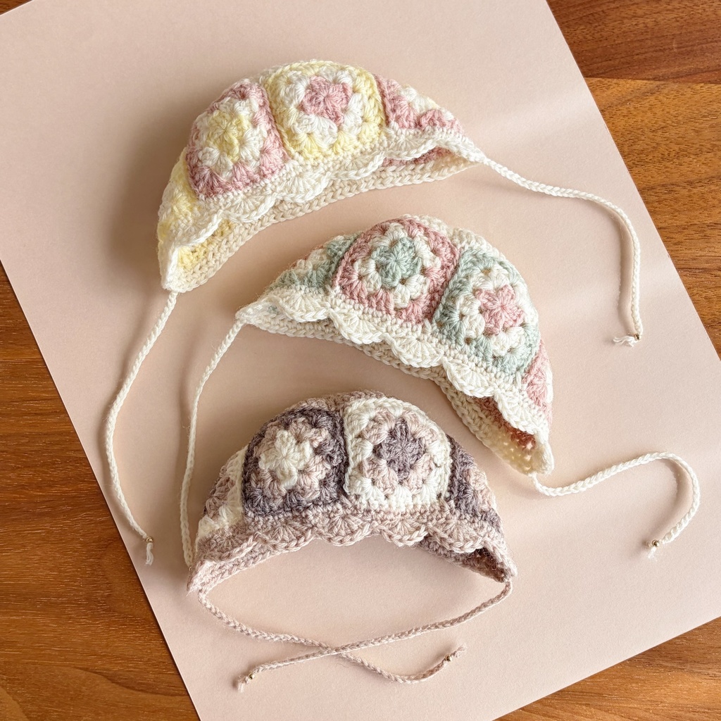 【 L 】カラフルグラニーボンネット～春～