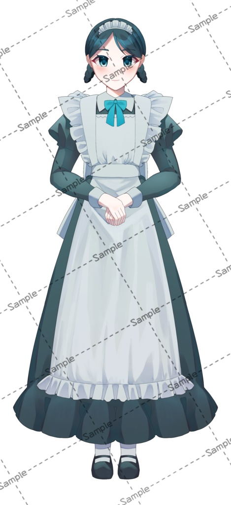 【無料配布有り】メイド立ち絵素材・表情差分14種(女性01)