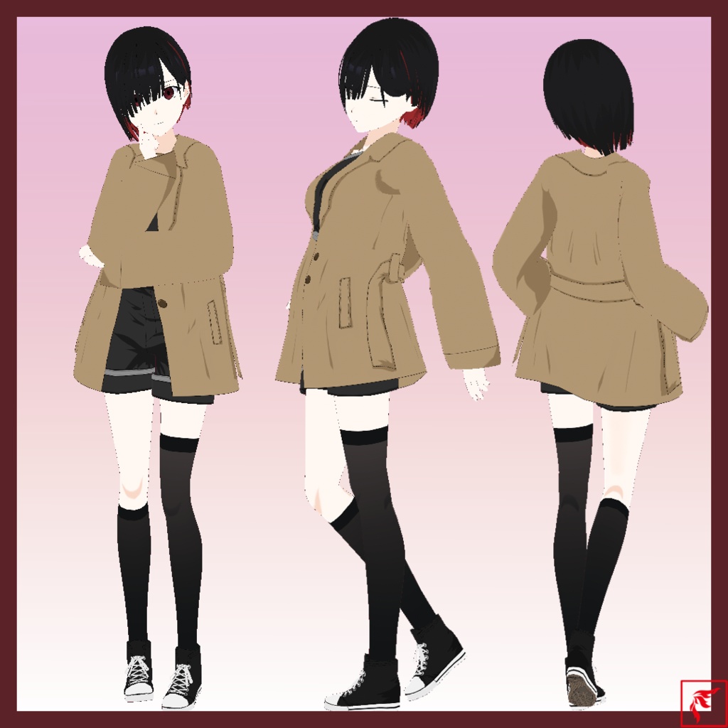 【VRoid】私服(B) & ツバキ(オリキャラ)【VRMモデル】