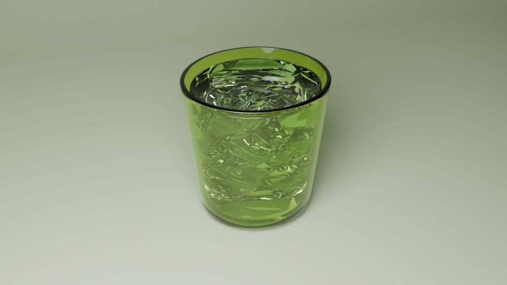 硝子コップと氷水