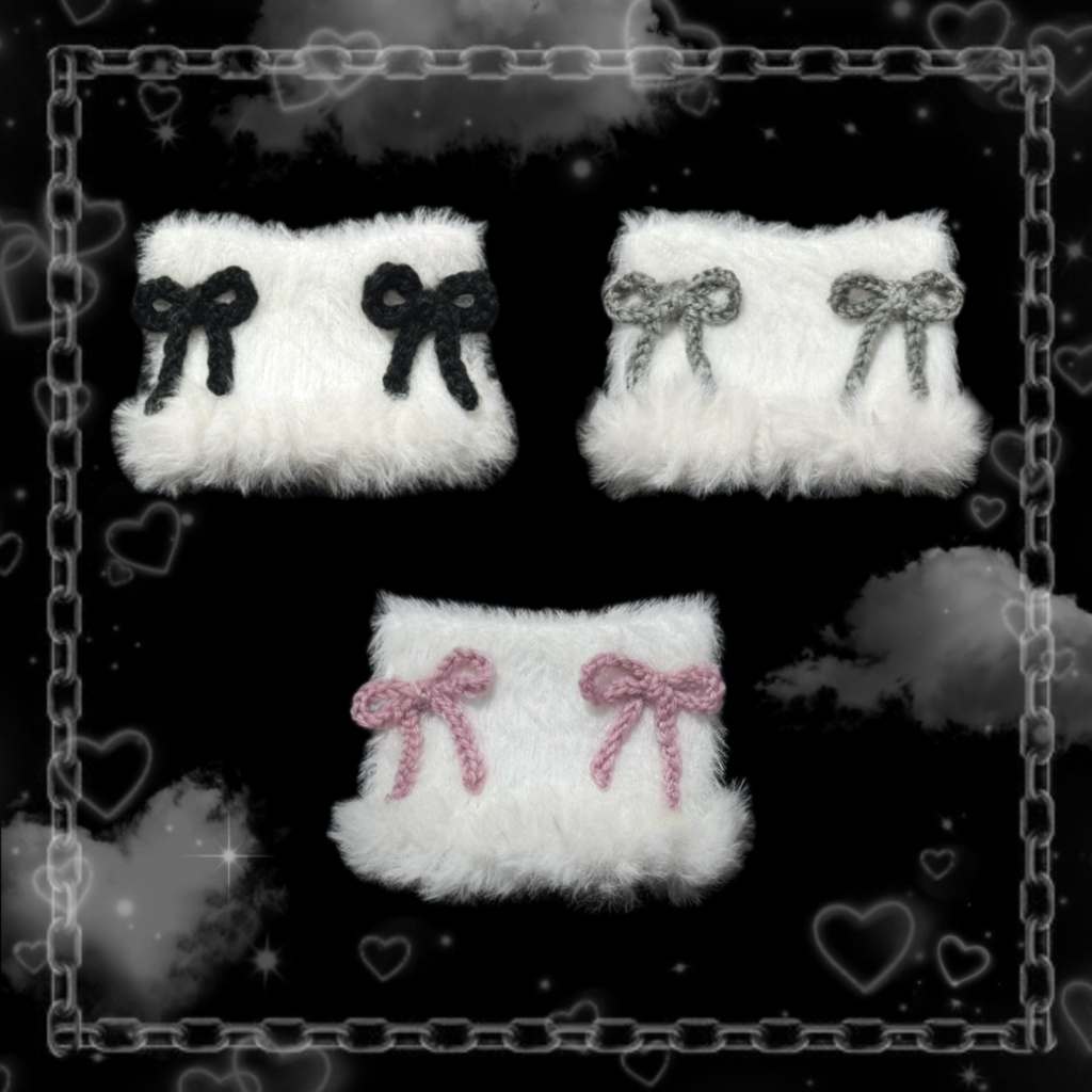 ぬい服 【猫耳リボンニット帽 チョーカー風スタイ】