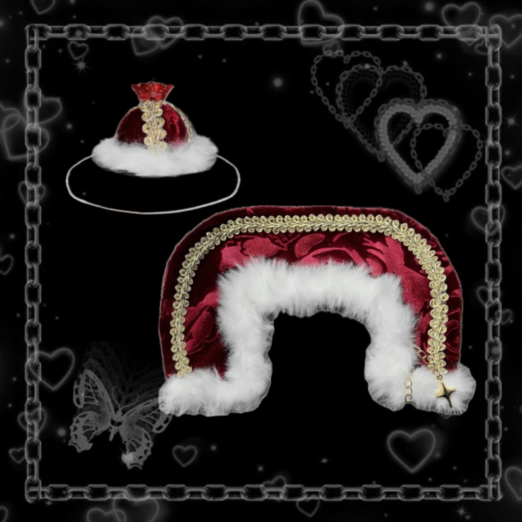 ぬい服 王様セット 【王冠 + チャーム付きマント】