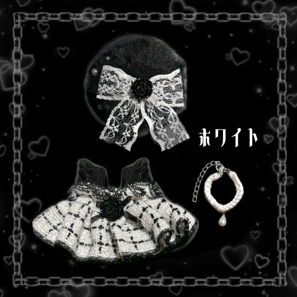 ぬい服 キレイめコーデ 【ツイードワンピ+ファーベレー帽+チョーカー】