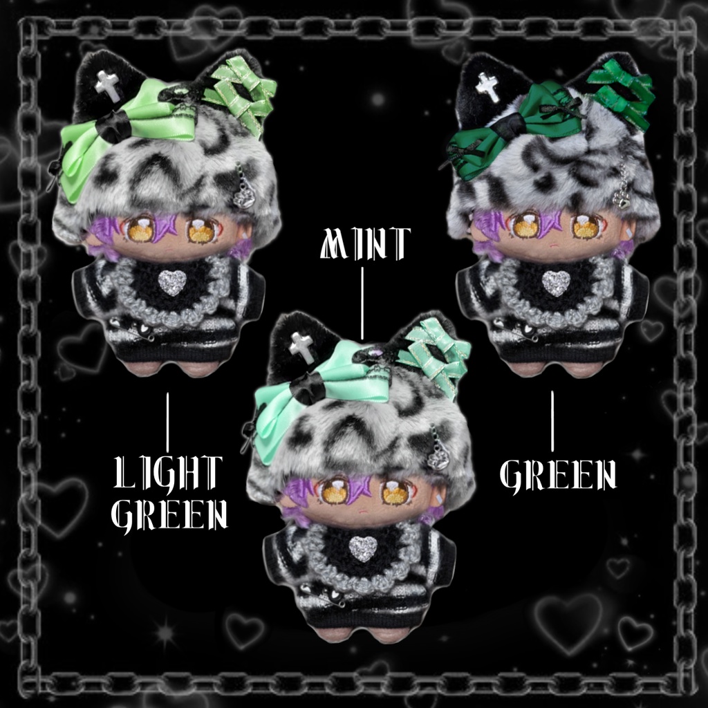 ぬい服 もこもこ猫耳帽子 リボンスタイ セットアップ