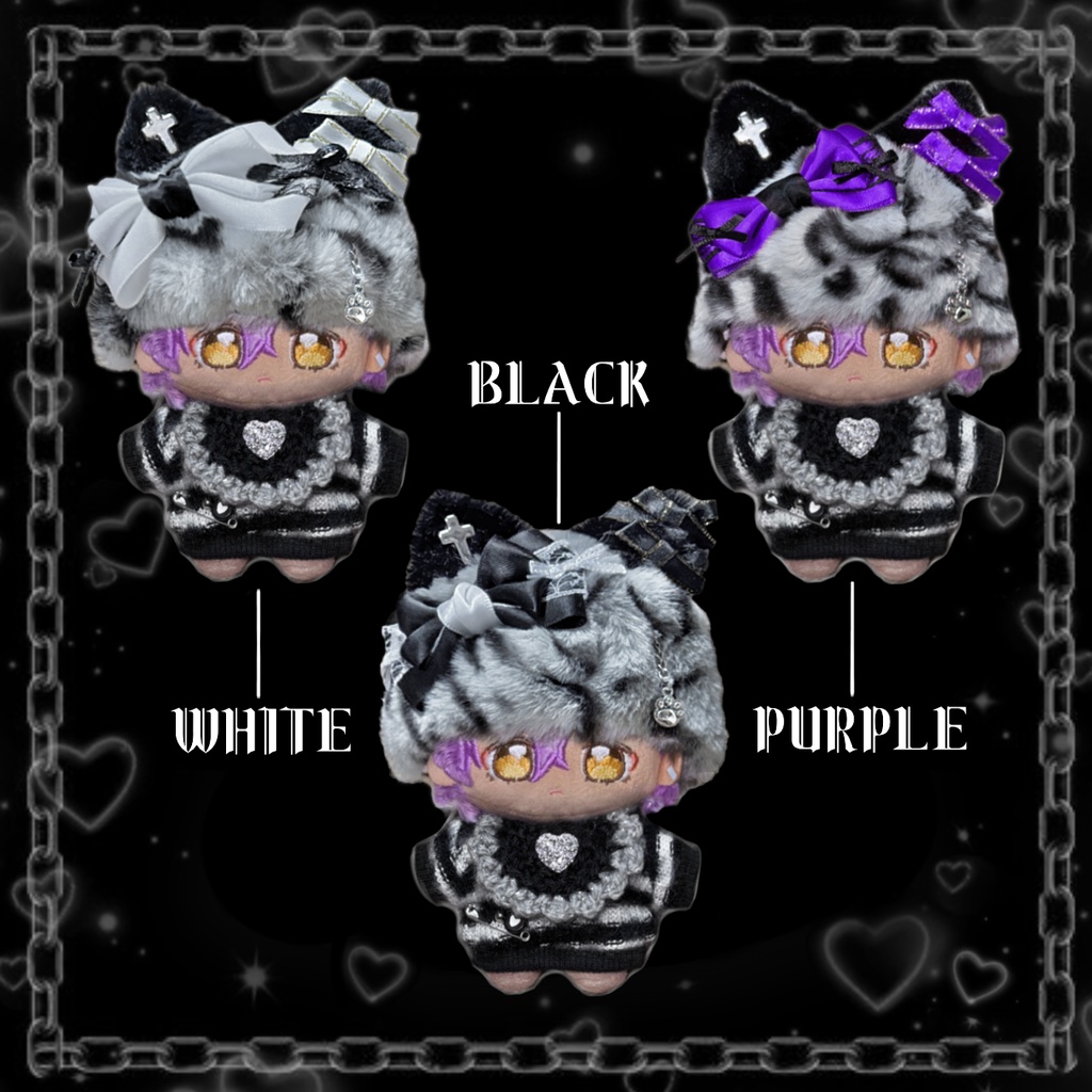 ぬい服 もこもこ猫耳帽子 リボンスタイ セットアップ