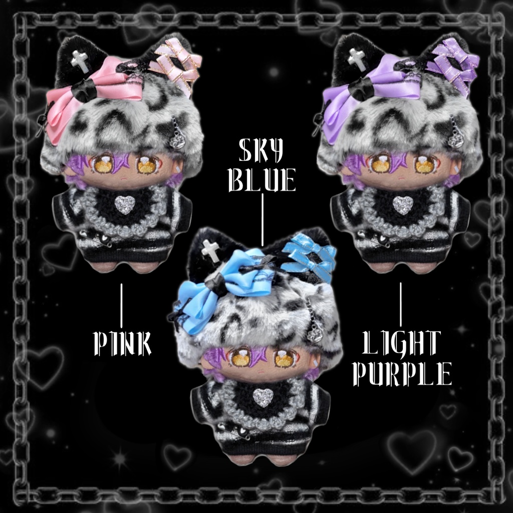 ぬい服 もこもこ猫耳帽子 リボンスタイ セットアップ